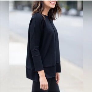 SPANX Perfect Length Black Top Dolman 3/4 Sleeve Stretchy Tunic Tee Sz S